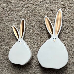 White and Gold Ceramic Bunny Decor